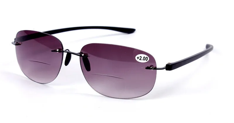 Высококачественные модные бифокальные Солнцезащитные очки без оправы для чтения, женские легкие солнцезащитные очки, чехол