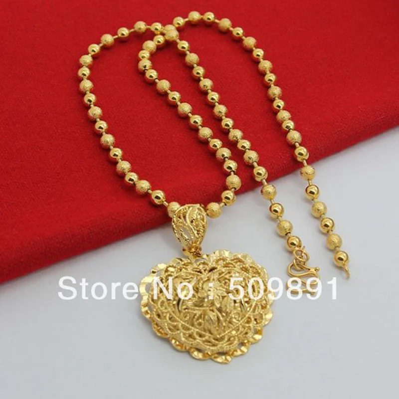 

NE1516 Trendy Love Me Necklace 24k Gold Vacuum Plating With 5mm Beads Chain Women Jewelry(Pendant:3.6x4cm)