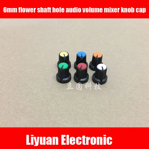 

120pcs 6 color knob Potentiometer cap Switch button Encoder cap 6mm flower shaft hole audio volume mixer knob cap
