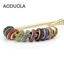 10 шт. в партии золотой разделитель со стразами бусины для изготовления ювелирных изделий горный хрусталь Европейский DIY бусины подходят для Pandora Подвески Браслеты