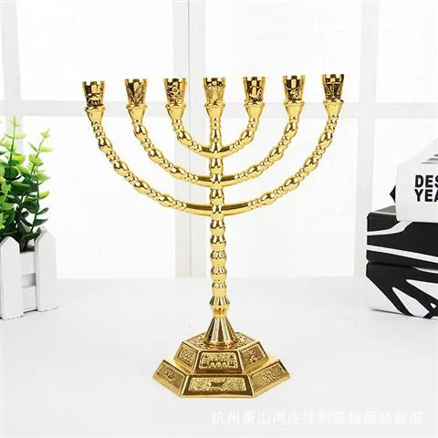 Hanukkah Menorah еврейская Иудея Израиль Винтаж латунь Chanukah дисплеи - Цвет: 16.3x13.3