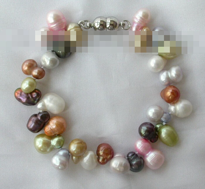

free shipping 01053 multicolor baroque freshwater cultured pearl bracelet