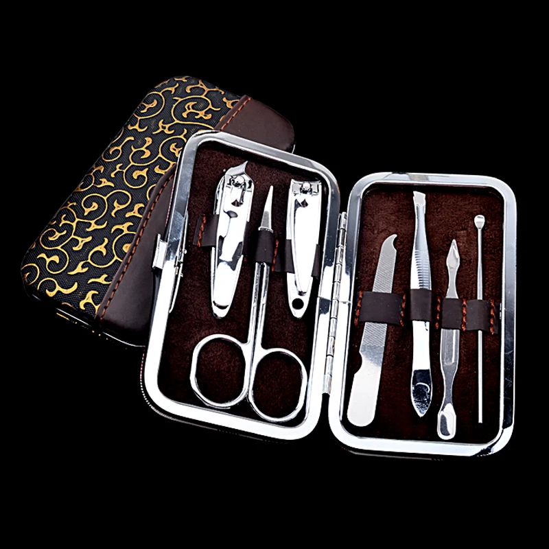 

7pcs/set Nail Clipper Kit Nail Care Set Pedicure Scissor Tweezer Knife Ear Pick Utility Manicure Tools