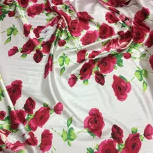 5 метров abit эластичная атласная ткань для платьев Тильда Роза ткань с цветочным узором для платья искусственный шелк, атлас стрейч материал