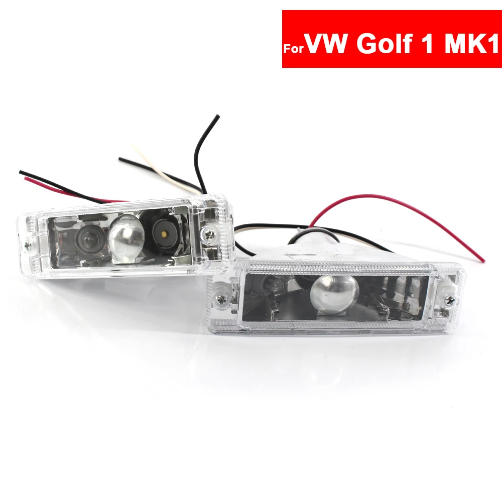 

1 Pair Clear Lens Front Indicator Bumper Car Turn Lights Repeater Lamps 171953055 for Golf MK1 MK2 Jetta MK2