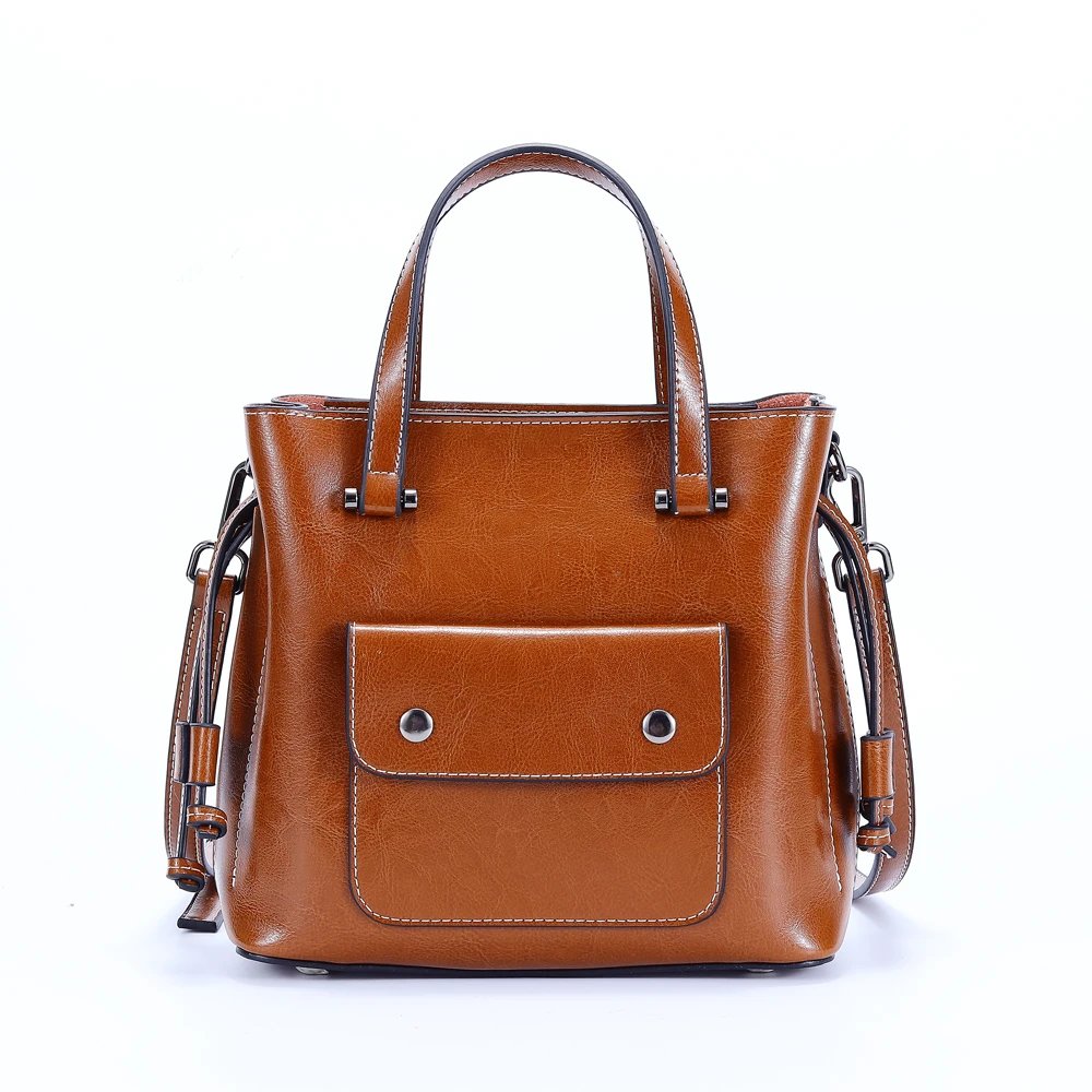 

KM 2019 NEW 100%Genuine Leather Women Fashion shoulder bag large capacity lady bag 100 sets of leisure style handbag sac a main