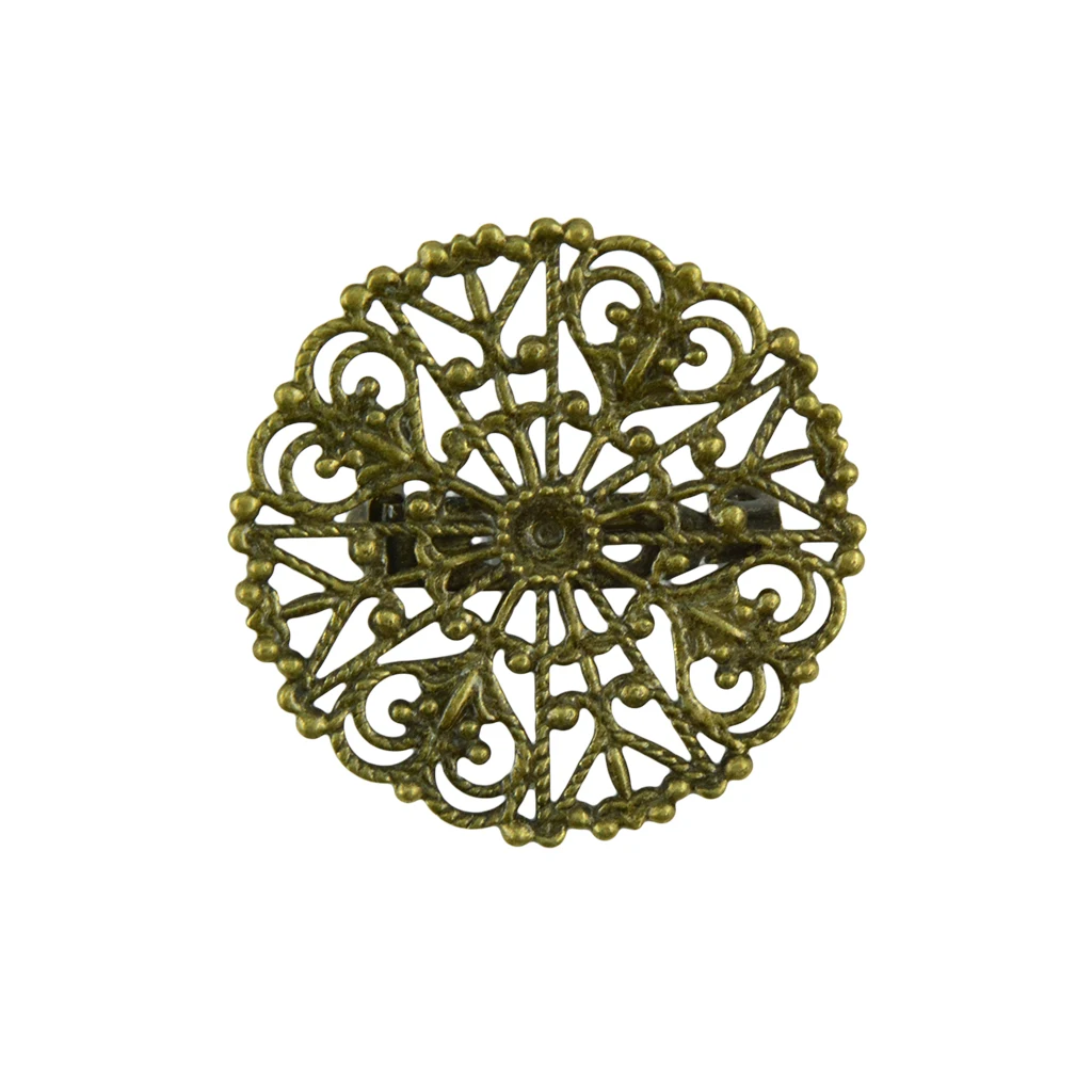 10pcs Filigree Flower Blank Brooch Settings Lapel Pin Safety Pins Base Jewelry Findings