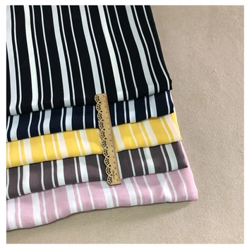 

2019 new fabric striped chiffon pink yellow white brown stripes thin material soft shirt skirt fabric polyester printed cloth