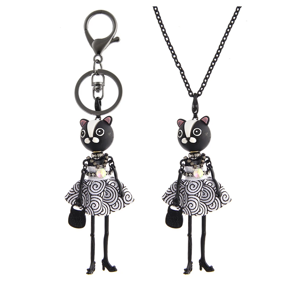 

Top Selling New Fance Dance Kids Doll Pendant Necklace Women Cute Cat Face Doll Chain Jewelry Girl Gifts Statements Accessories