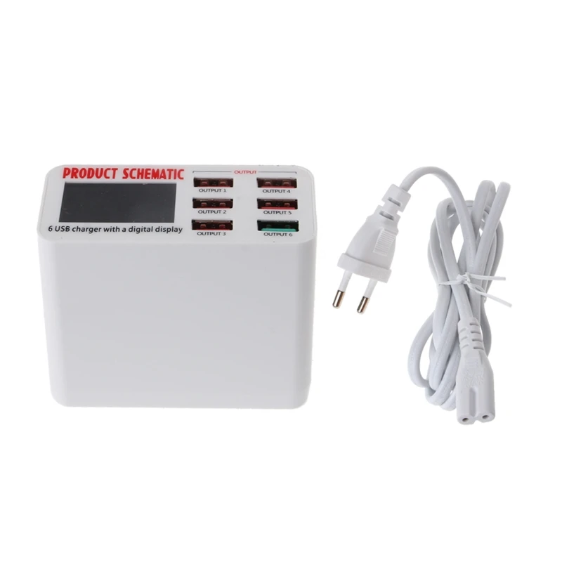 

Quick Charge QC 3.0 6-Port USB LED Voltage Current Digital Display Charger Adapter