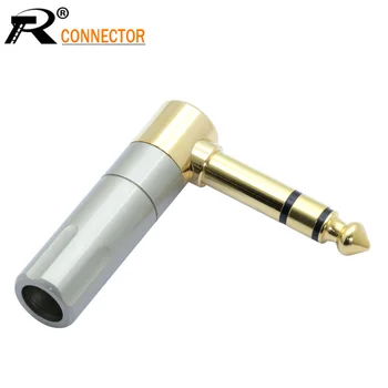 

1pc Right angle stereo Jack 6.35mm Luxury Microphone Plug Speaker Connector 6.35mm 3pole Plug