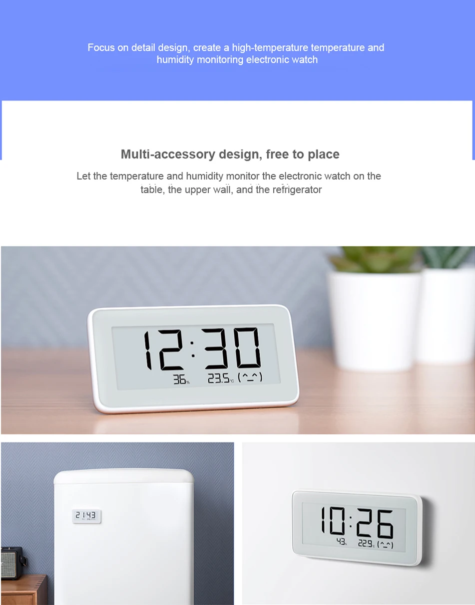 Xiaomi MiaoMiaoCe E-Link Чернила ЖК-экран Цифровые Часы Измеритель влажности Высокоточный термометр датчик температуры и влажности