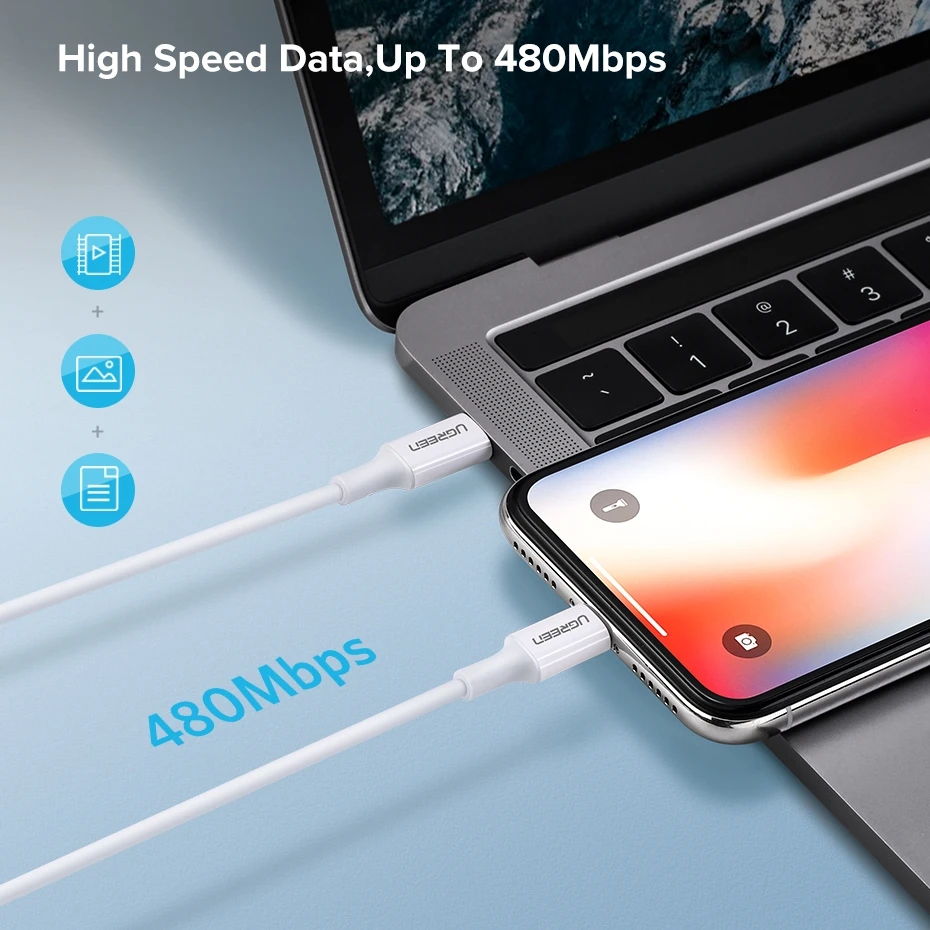 Ugreen MFI сертифицированный usb c к lightning зарядный кабель для iPhone xs max xr x 8 7 6s plus 5 ipad pro PD кабель быстрое зарядное устройство короткое