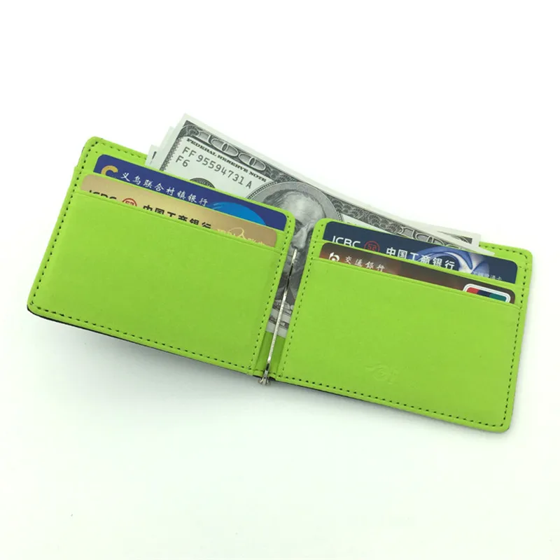 Money Clip Wallets Leather For Men Women Solid Metal Clamp Cash Holder Slim Purse Billfold Credit Card Case credit card holder id card holder synthetic leather wallet metal money clip