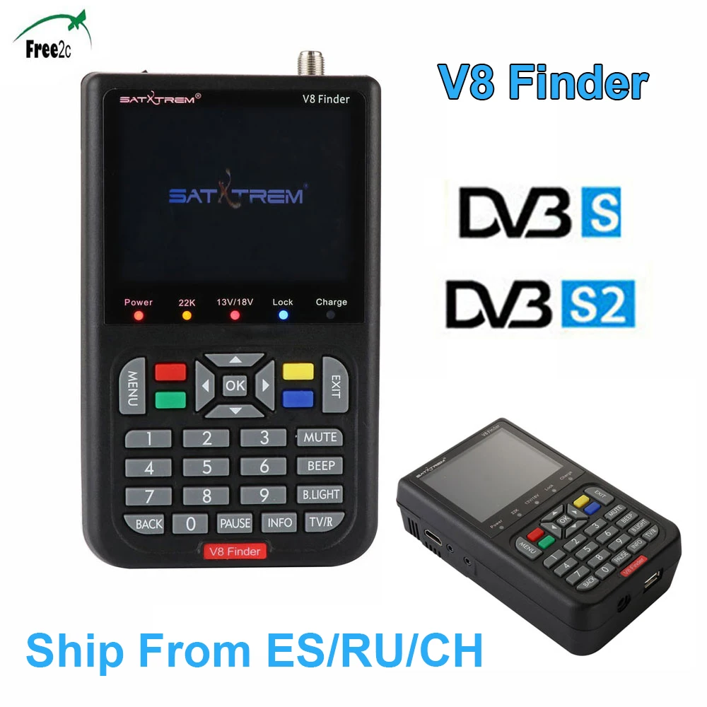 

Black SATXTREM V8 Finder DVB-S2 MPEG-4 DVB S2 Full 1080P FTA 3.5 inch LCD & 3000mA Battery Satellite Finder ship from ES/RU/CH