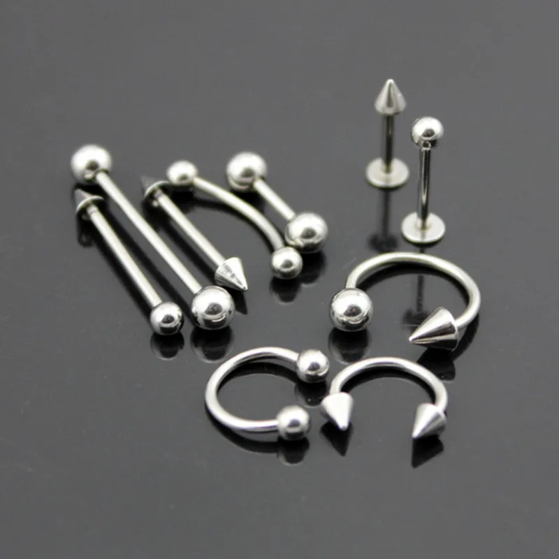 1 шт. 316L серьги из нержавеющей стали серьги-гвоздики иглы для пупка пирсинг носа губ язык кольцо с полосками пирсинг в форме гантели, ювелирное изделие, подарок