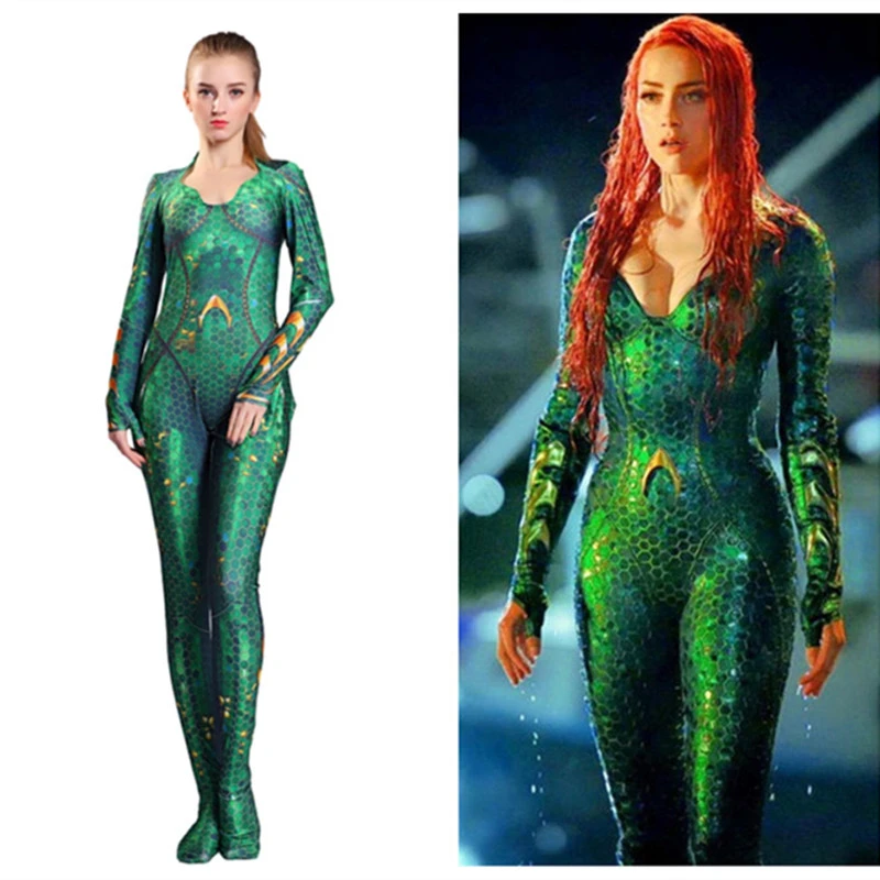 19 Aquaman Mera Costume Women Girls Amber Heard Queen Of The Sea Kids Bodysuit Justice League Dc Superhero Halloween Costumes Movie Tv Costumes Aliexpress