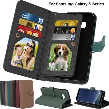 

9 Card Holder PU Leather Case Matte Flip Wallet Cover For Samsung Galaxy S5 S6 S7 Edge S8 S9 Plus Note 5 3 4 J5 J3 Cases B81