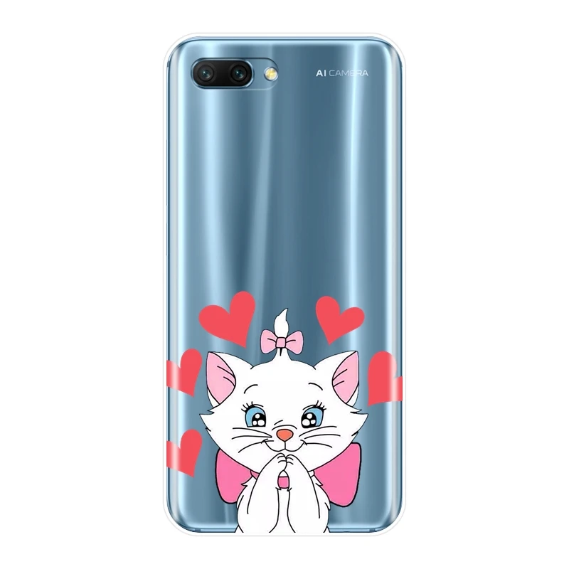 Силиконовый чехол для телефона Huawei Honor 7 8 9 10 Lite 7S 7X 7A 7C Pro Marie Cat розовая мягкая
