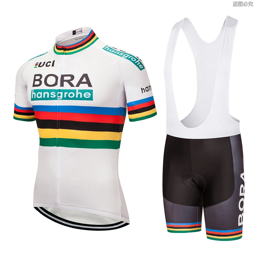 

2019 White Bora Cycling team jersey 9D Gel pad Bike shorts set quick dry Ropa Ciclismo Menn pro BICYCLING Maillot Culotte