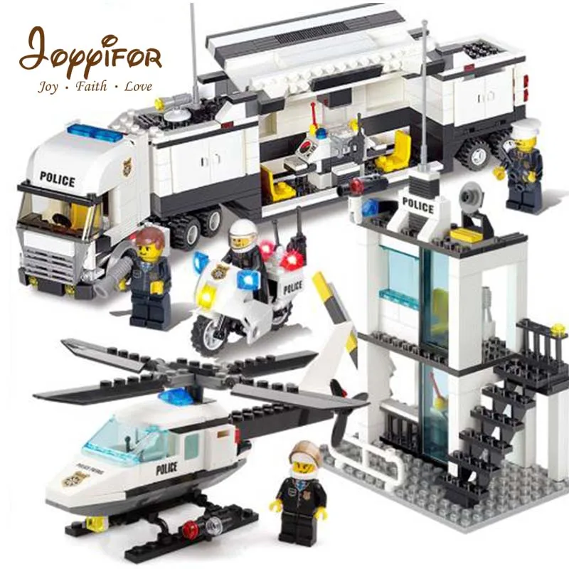 

Police Station Trucks helicopter Building Blocks Set Compatible Legoe City Figures DIY Construction Bricks Toys for children boy