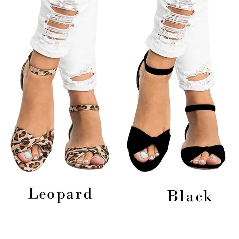 

Oeak Leopard Print Flat Heel Women's Sandals 2019 Summer Women Summer Shoes Summer Shoes Fashion Sandals Sweet sapato feminino