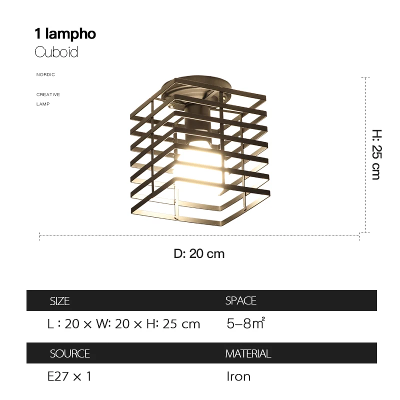Простой геометрический креативный Железный потолочный светильник в скандинавском стиле для ресторана, столовой, крыльца, коридора, потолочного светильника, ретро светильник - Цвет корпуса: 8