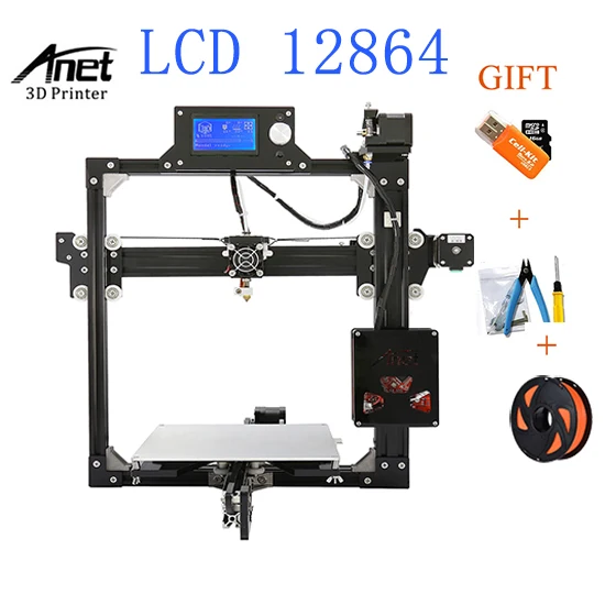 Anet A3S A6 A2 A8 FDM настольный 3d Принтер Комплекты Reprap i3 DIY ЖК-экран 3d Принтер Комплект с 8 Гб sd-картой большой размер печати - Цвет: A2-12864- 1KG