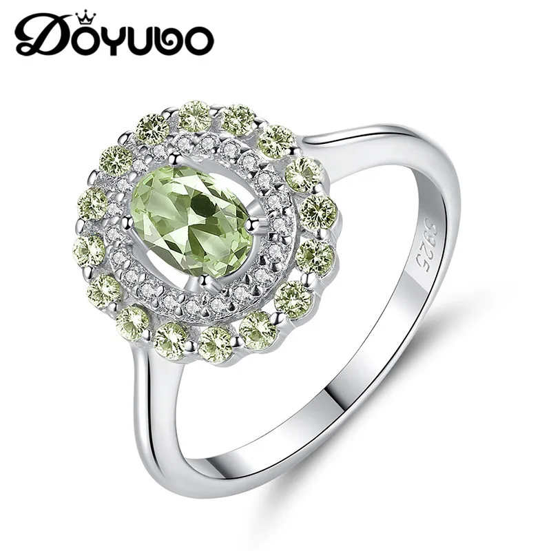 Кольцо DOYUBO из серебра 925 пробы с оливковым цирконом женское модное серебряное