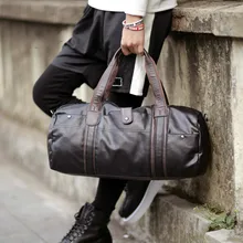 Большой из искусственной кожи дорожная сумка большая Ёмкость Для мужчин ручной мешочек для багажа Бизнес выходные Duffle плеча Кошелек синий черный