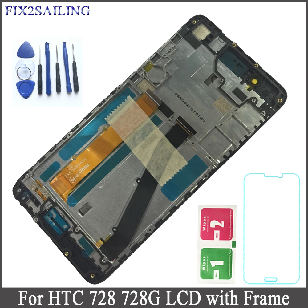 

FIX2SAILING For HTC Desire 728 LCD Display Touch Screen Digitizer Assembly Replacement Repair Parts For HTC 728G 728W with Frame