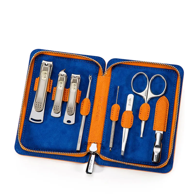 

MR.GREEN 8PCS/set Nail Art Manicure Tools Nails Clipper Scissors Tweezer Knife Manicure Sets Nose hair cut Beauty Grooming kit
