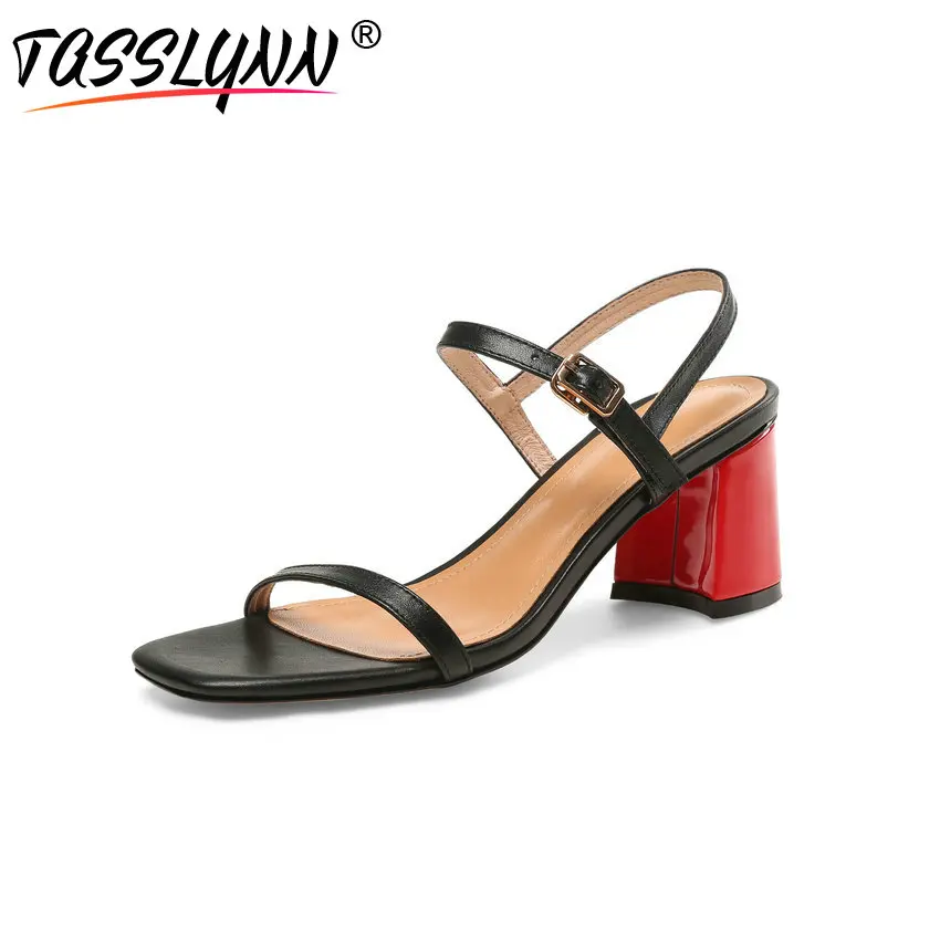 

TASSLYNN 2018 Mixed Color Women Sandals Elegant Cow Leather/PU Open Toe Summer Shoes Ankle Strap Party Women Shoes Size 34-39