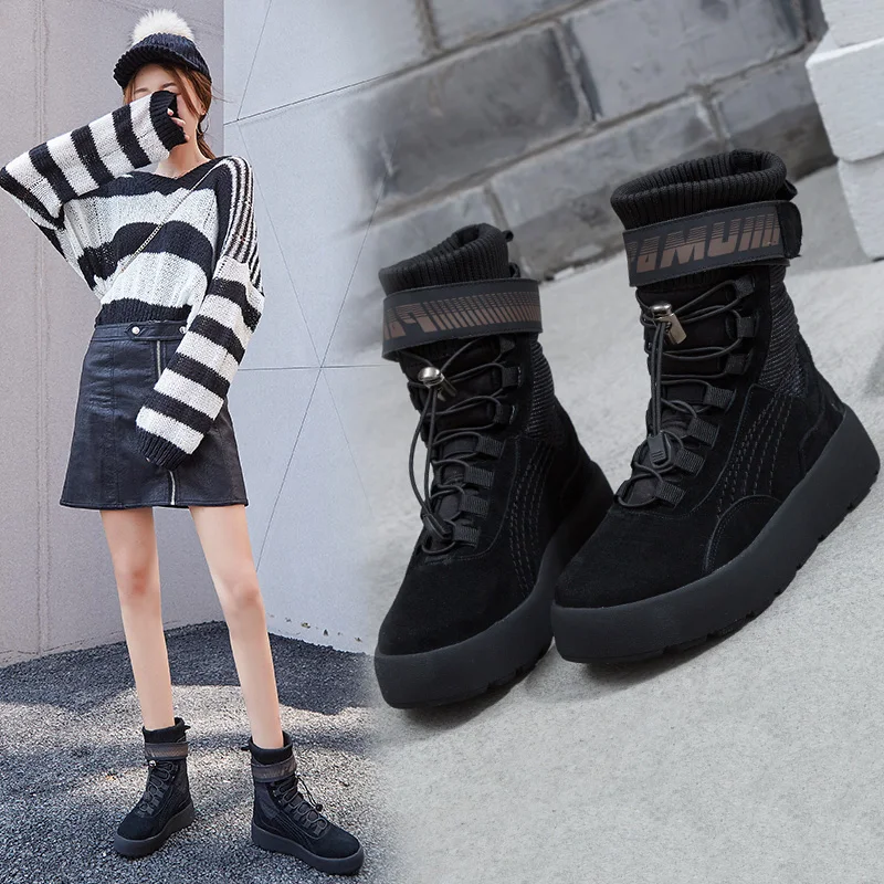 Mi Automne Cuir mollet Lacets Taille Noir army Décontractées Mode Nouveau jaune Grande forme Appartements À Green Bottes Plate En Souple Pour Femmes E2IHD9
