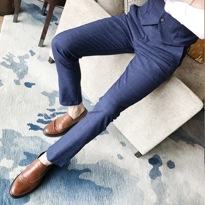 Мужской костюм из трех предметов: пиджак жилет и брюки|formal dress suits|suit 3 piecessuit blue |