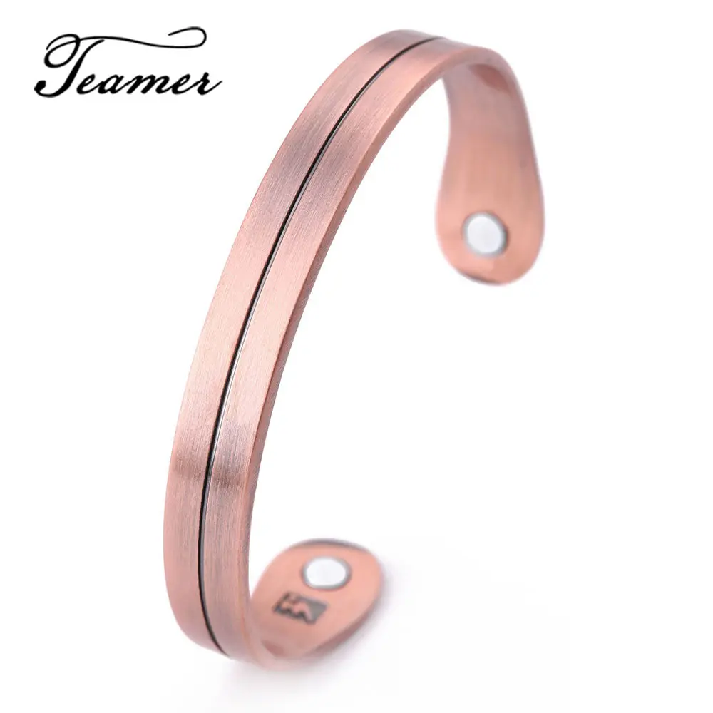 

Teamer Health Care Cuff Magnetic Therapy Bangle Effective Stimulate Blood Silver Bronze Color Simple Bangles Amulet Relief