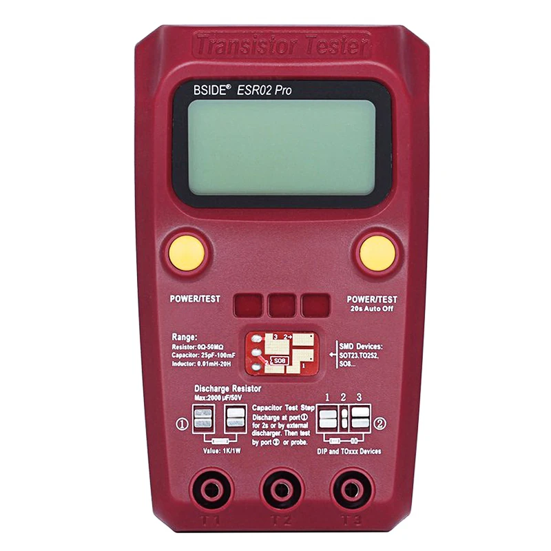 

Digital Transistor Tester Digital SMD Diode Triode Capacitance Resistor Inductor ESR02 PRO Meter MOS/PNP/NPN Multimeter LCD
