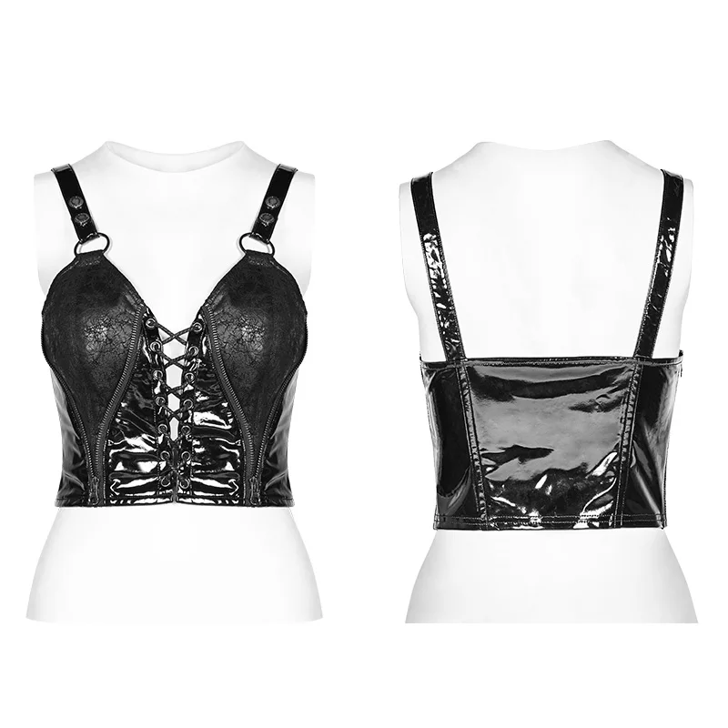 Punk Rave Women T-Shirt Punk Casual Sexy Strap