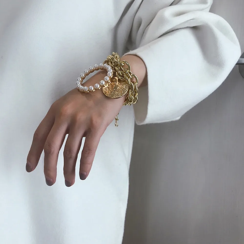 KMVEXO преувеличенный Шарм Жемчуг краб-Кулон Браслет Модные летние ювелирные изделия для женщин дамы манжеты браслеты женские подарки