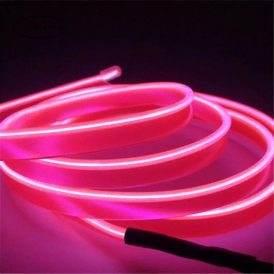 1-5 M Car interior lights led wire rope tube line flexible neon light glow el salon flat strip car decoration with 12v inverter