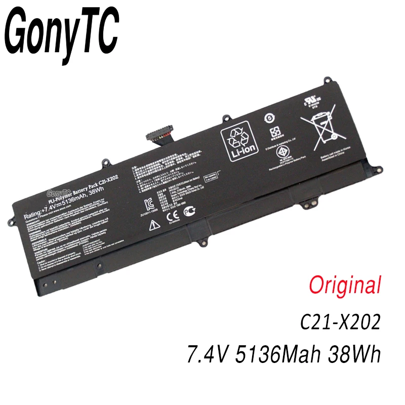 Original C21-X202 Laptop Battery for ASUS VivoBook S200 S200E X201 X201E X202 X202E S200E-CT209H S200E-CT182H S200E-CT1 5136mAh