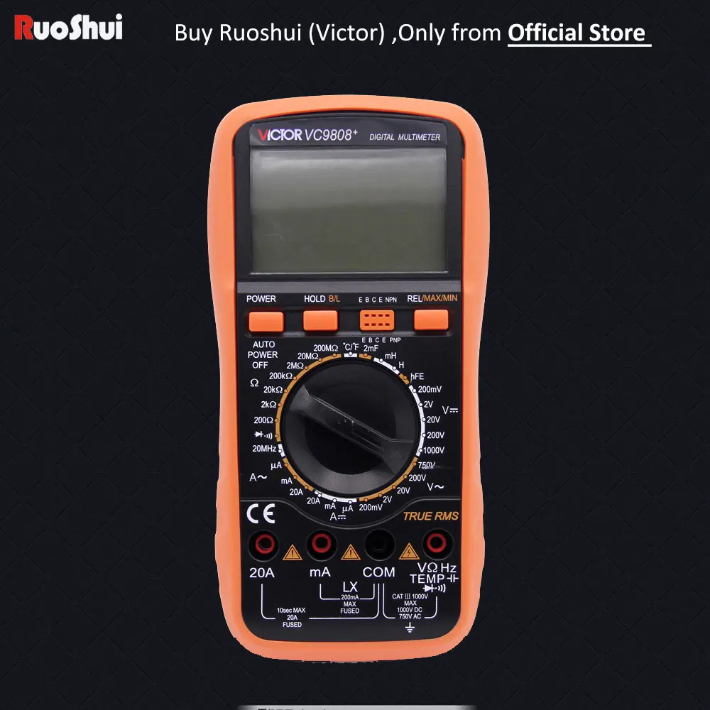 

RuoShui 9808+ High precision digital Multimeter 2000uF capacimeter 10MHz Frequency temperature and inductance measuring with LCR