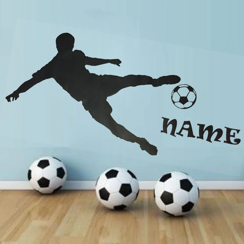 Farleopard Personalised Name Football Player Silhouette Play Wall Stickers Boy Bedroom Home Decor Diy Custom New Design Huang094 Stickers Boy Designer Wall Stickersname Wall Stickers Aliexpress