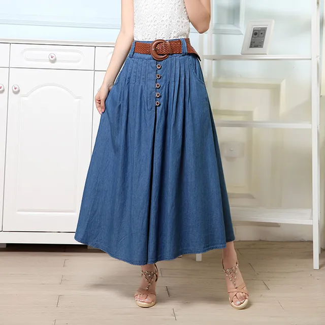 Free Shipping 2017 Fashion Summer Women Elastic Waist Denim Jeans Skirt ...