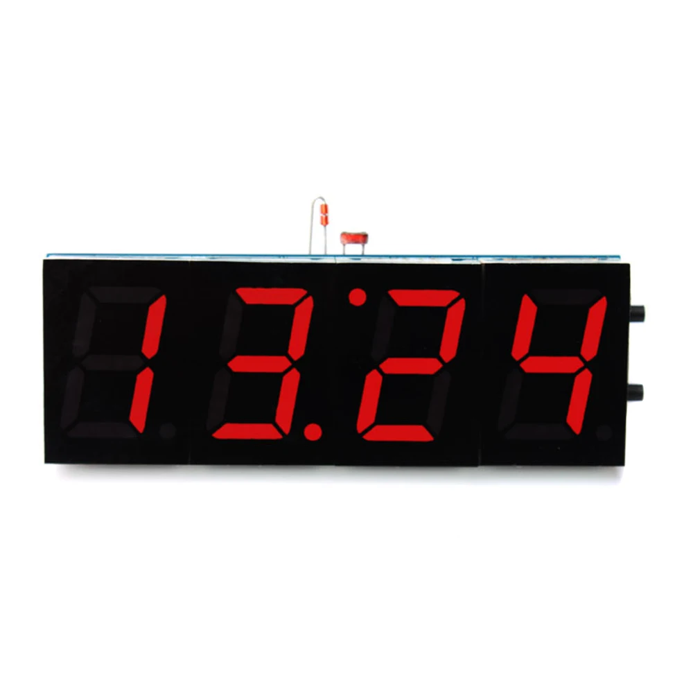 Компактный 4-цифра DIY цифровой светодиодный часы, набор для самостоятельной сборки светильник Управление Температура даты и времени Дисплей с прозрачный чехол