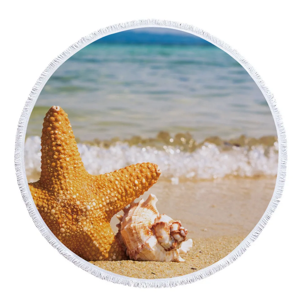 Пляжное море кокосовое дерево принтованное из микрофибры круглые пляжные полотенца банные полотенца для взрослых Детский коврик для йоги кисточки покрывало домашний декор