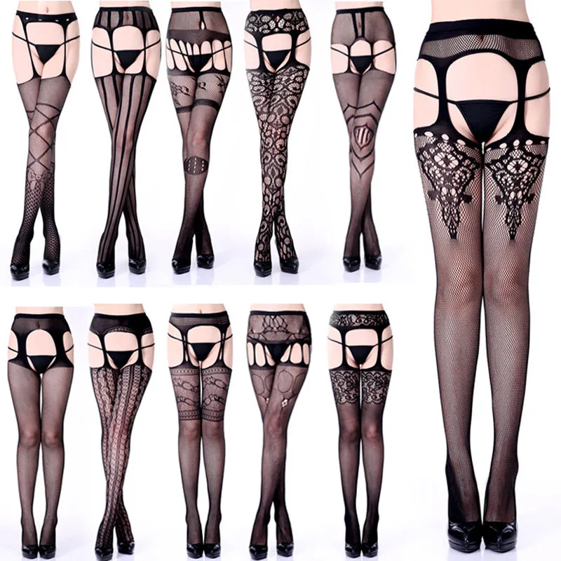 

Women's Sexy Tights Female Hosiery lingerie lace garter transparent fishnet stockings Elastic pantyhose for girls