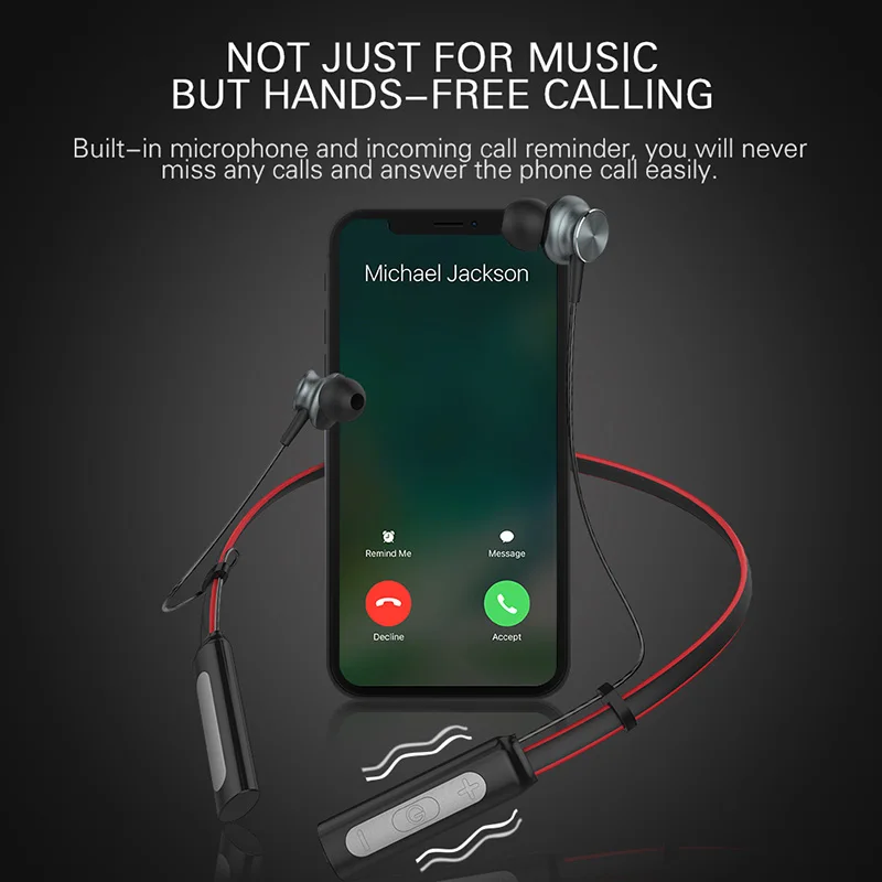 Mjiaer L9 Беспроводной наушники шейным Спорт Super Bass Bluetooth Водонепроницаемый для Xiaomi