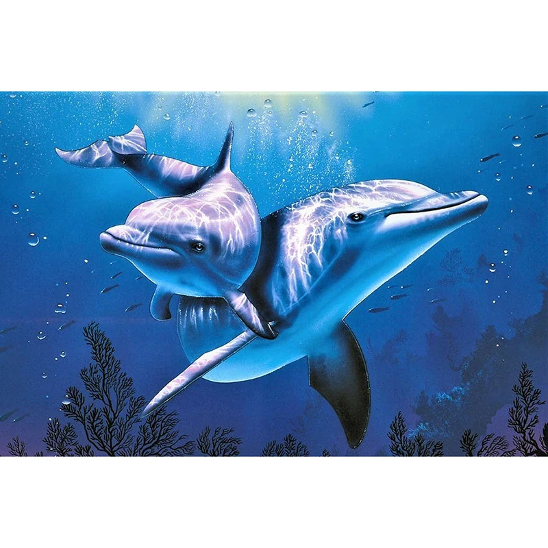 5D DIY full Square/Round Drill diamond painting Cross stitch Beauty Two dolphins Rhinestone embroidery Mosaic decor gift | Дом и сад