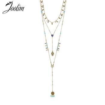 

JOOLIM Jewelry Triple Layered Necklace Removable Convertible Multilayered Necklace Bohemian NecklaceStatement Jewelry Wholesale